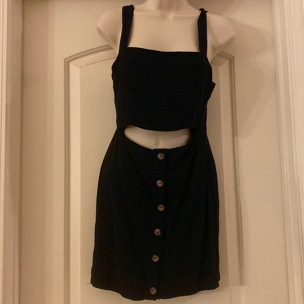 Nasty Gal Black Button Down Cut Out Mini Dress